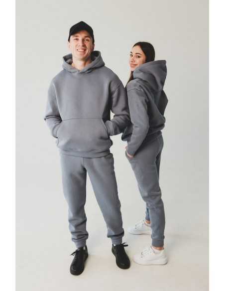 Мужской спортивный костюм на флисе, цвет - серый