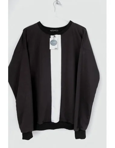 Свитшот черно-белый UNISEX, с белой полосой по середине