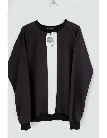 Свитшот черно-белый UNISEX, с белой полосой по середине