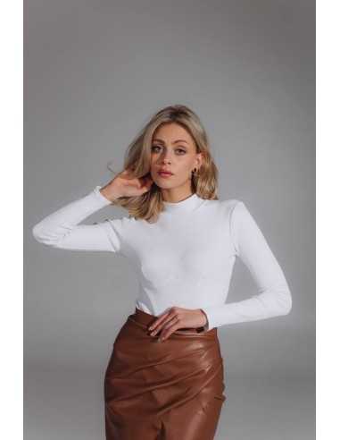 Спідниця з еко шкіри у кольрі молочний шоколад