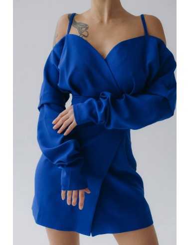 Платье с бретельками в цвете электрик