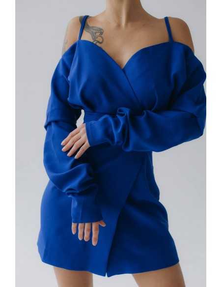 Платье с бретельками в цвете электрик