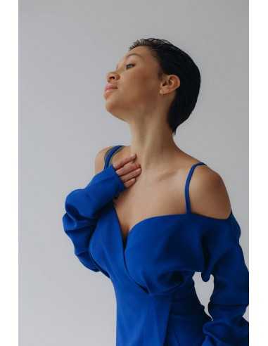 Платье с бретельками в цвете электрик