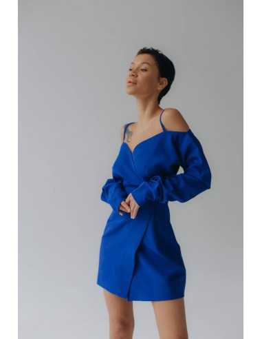 Платье с бретельками в цвете электрик