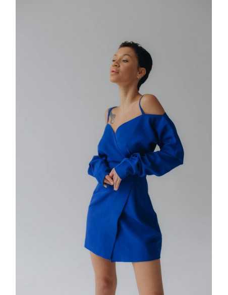 Платье с бретельками в цвете электрик