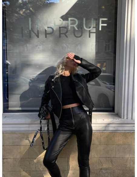 Теплые женские леггинсы черного цвета