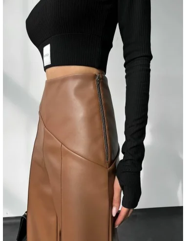 Брюки женские с разрезами цвета шоколад Брюки женские с разрезами цвета шоколад