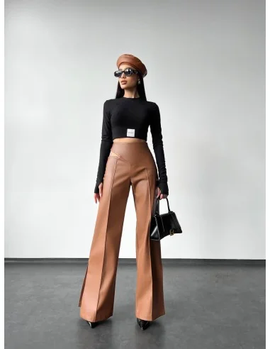 Брюки женские с разрезами цвета шоколад Брюки женские с разрезами цвета шоколад