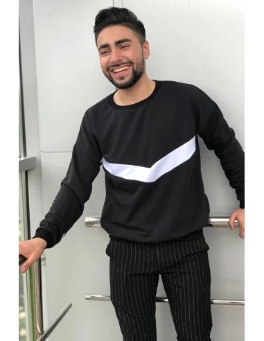 Світшот чорно-білий UNISEX, з білою полосою по грудях