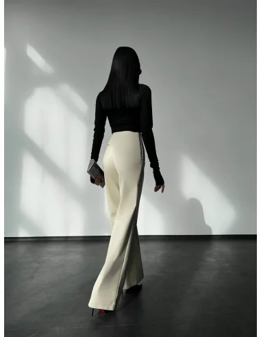 Брюки женские с разрезами цвет светлый беж