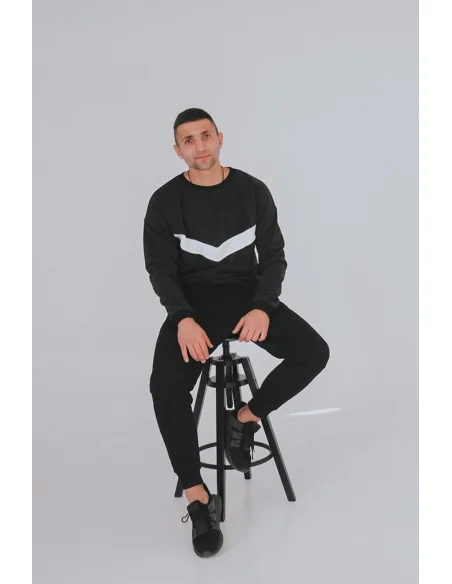 Світшот чорно-білий UNISEX, з білою полосою по грудях