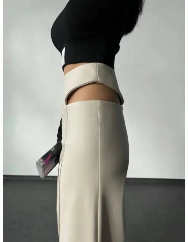 Брюки женские с разрезами цвет светлый беж