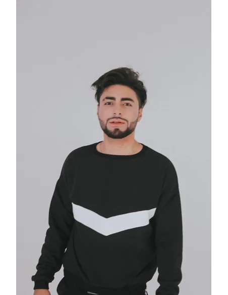 Світшот чорно-білий UNISEX, з білою полосою по грудях