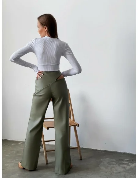 Брюки женские с разрезами цвет оливка