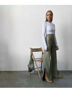 Брюки женские с разрезами цвет оливка