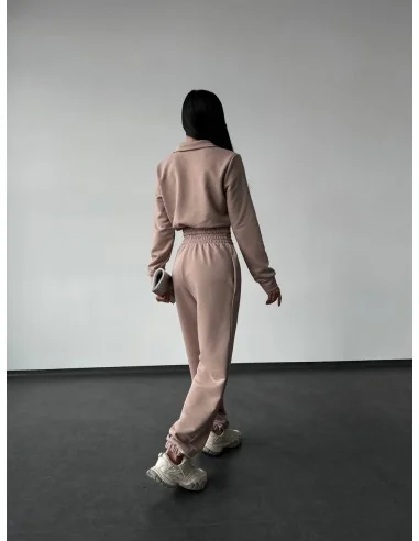 Жіночий костюм із трьохнитки з кофтою на змійці та штанами в