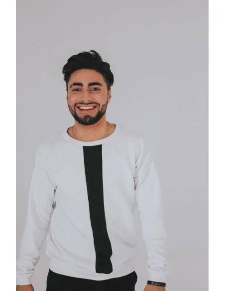 Світшот чорно-білий UNISEX, з чорною полоскою по вертикалі