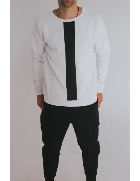 Світшот чорно-білий UNISEX, з чорною полоскою по вертикалі