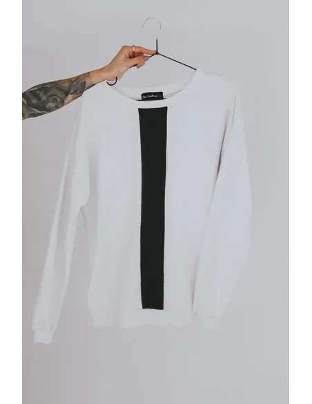 Світшот чорно-білий UNISEX, з чорною полоскою по вертикалі