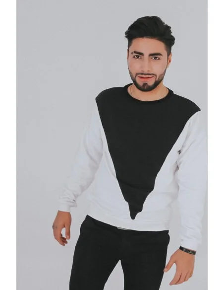 Свитшот черно-белый UNISEX, с черным треугольником на груди