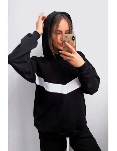 Худі чорно-білий UNISEX, з білою полосою по грудях